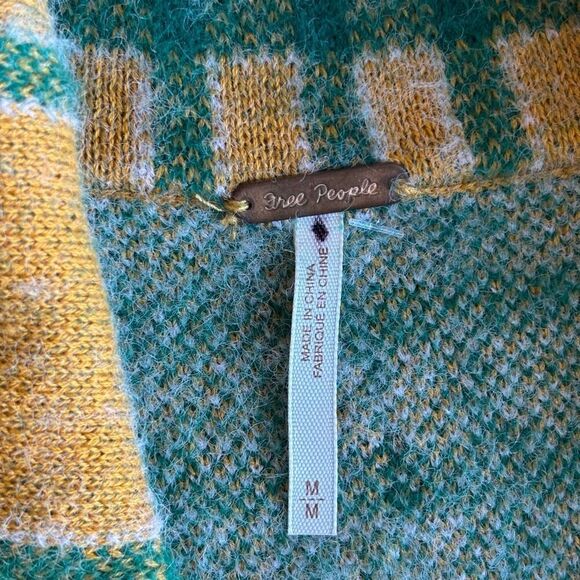 Free people plaid sleeveless peacoat sweater vest long medium new - Picture 6 of 11